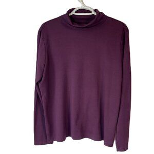 L.L.Bean Plum/Berry Purple 100% Cotton Turtleneck-T XL REG Warm Fall Layer Basic